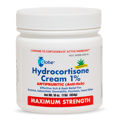 Globe Hydrocortisone Maximum Strength Cream 1% w/ Aloe, 16 oz Jar